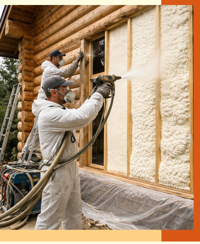 Утепление деревянного дома ППУ в Крымске от 4352 руб/м2 | ТепломастерКрм — под ключ