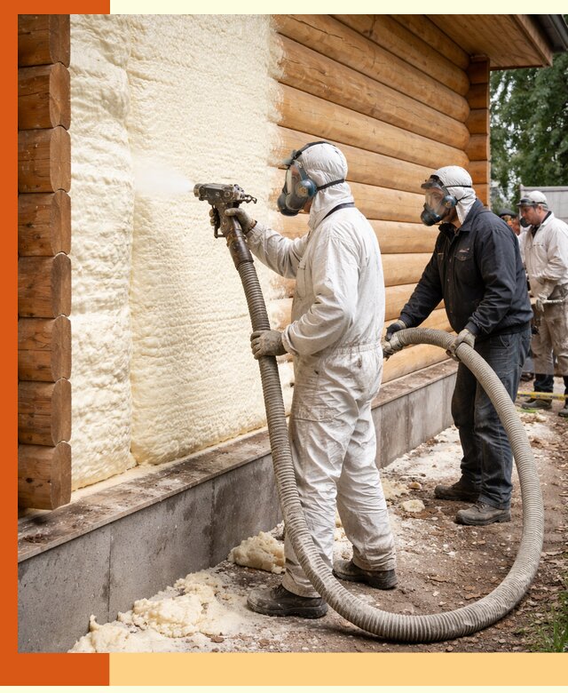 Утепление дома из бруса пенополиуретаном в Крымске