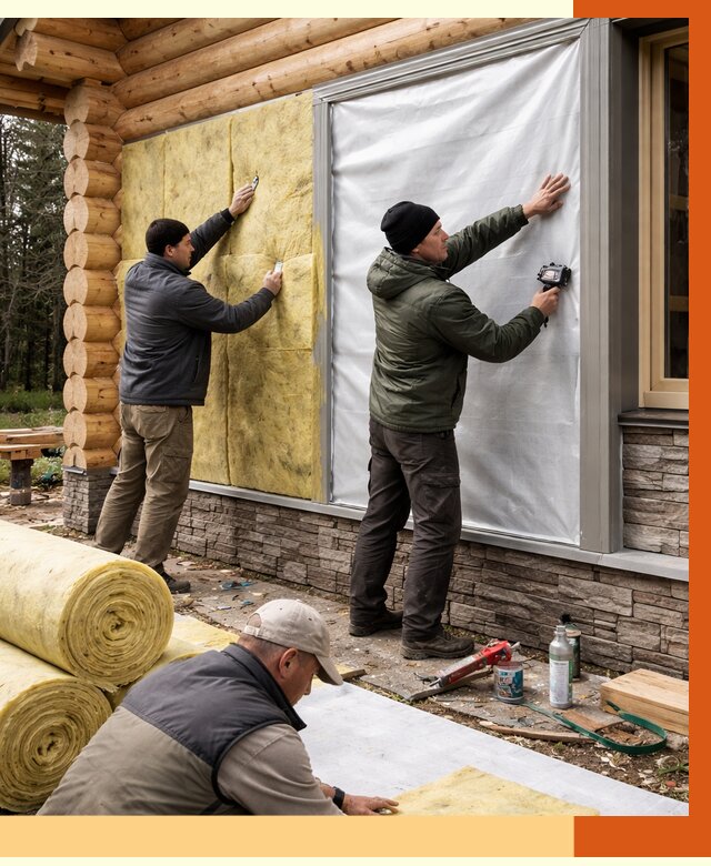 Утепление бревенчатого дома в Крымске от 7928 руб/м2 — заказать под ключ | ТепломастерКрм