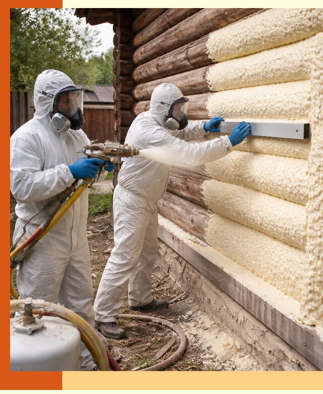 Утепление бревенчатого дома ППУ в Крымске эффективной изоляцией