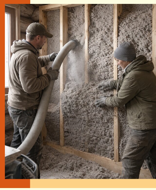 Утепление бревенчатого дома эковатой в Крымске