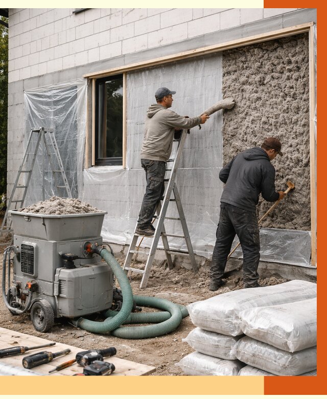 Утепление дома из газобетона эковатой в Крымске от 4663 руб./м2 | ТепломастерКрм