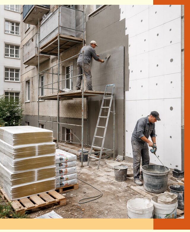 Утепление квартиры снаружи в Крымске от 6373 руб/м2 под ключ | ТепломастерКрм