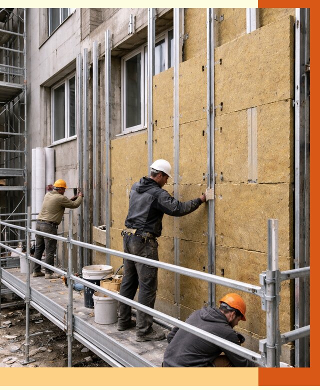 Утепление вентилируемого фасада в Крымске от 5803 руб/м2 — монтаж и утепление вентфасад | ТепломастерКрм