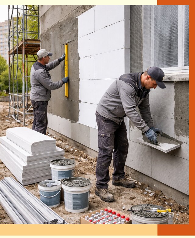 Утепление фасада и стен снаружи в Крымске от 4352 руб. | ТепломастерКрм