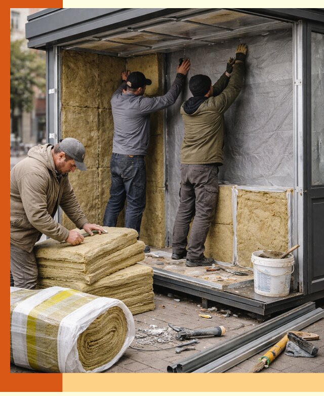 Утепление павильона шаурмы под ключ в Крымске
