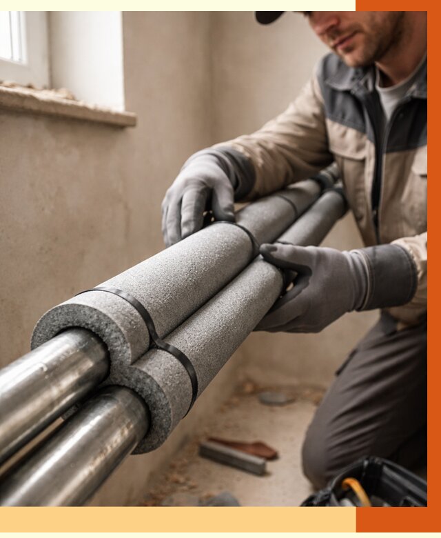 Утепление труб отопления в Крымске от 2953 руб. за м² — услуги под ключ | ТепломастерКрм