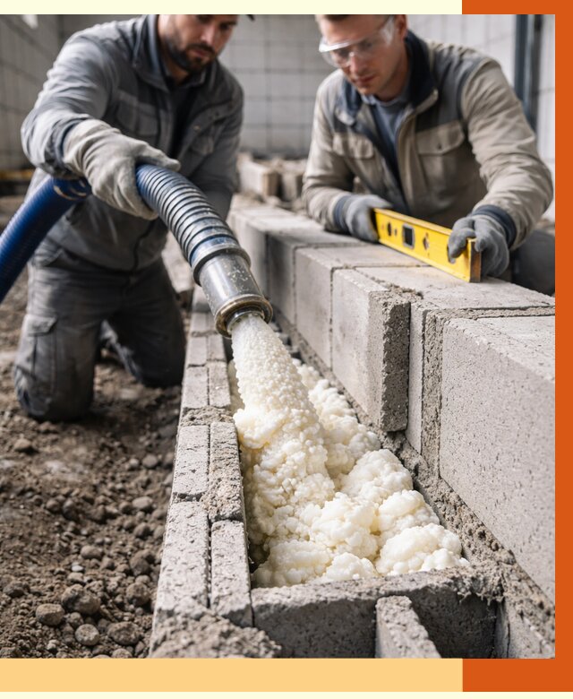 Заполнение колодцевой кладки ППУ в Крымске от 4352 руб. за м2 | ТепломастерКрм