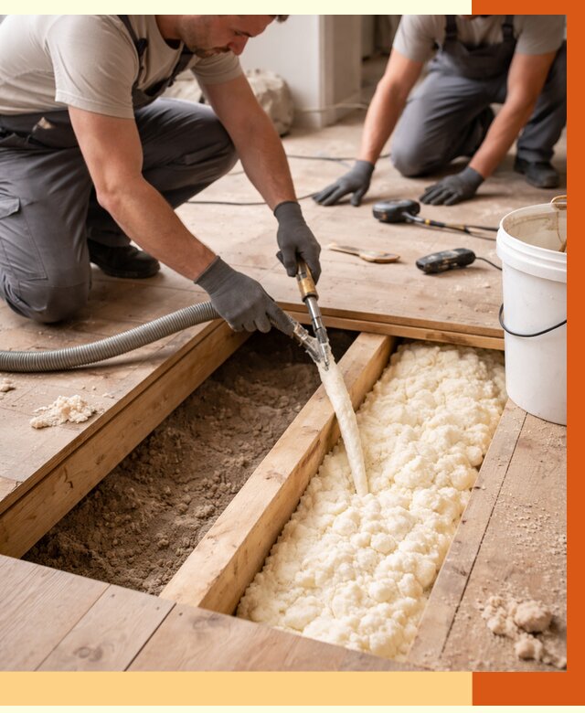 Заполнение пустот пола в Крымске от 2798 руб. — утепление пустот пола под ключ | ТепломастерКрм