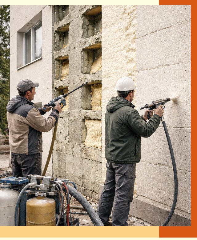 Заполнение пустот фасада в Крымске от 4663 руб. — утепление пустот облицовки | ТепломастерКрм