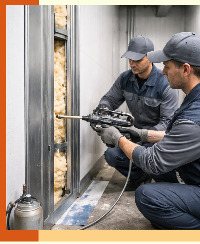 Заполнение пустот холодильных панелей в Крымске специализированной пеной