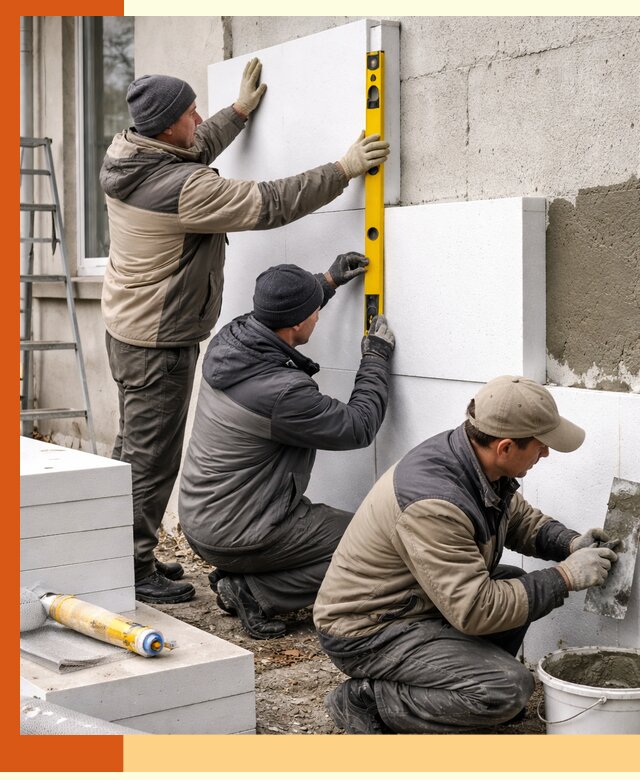 Утепление пенопластом наружных стен и фасадов в Крымске