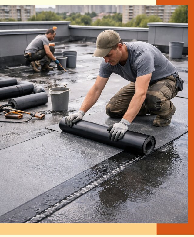 Гидроизоляция плоской кровли в Крымске от 4663 руб./м2 — профессионально | ТепломастерКрм