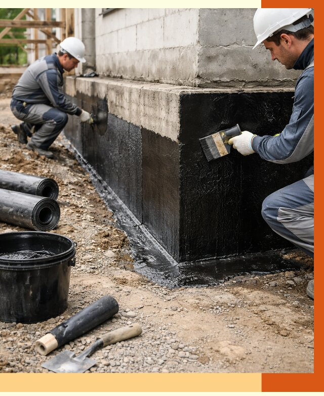 Гидроизоляция фундамента в Крымске от 1295 руб. — профессионально, под ключ | ТепломастерКрм