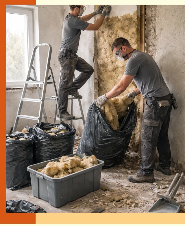 Демонтаж старого утеплителя и вывоз отходов в Крымске