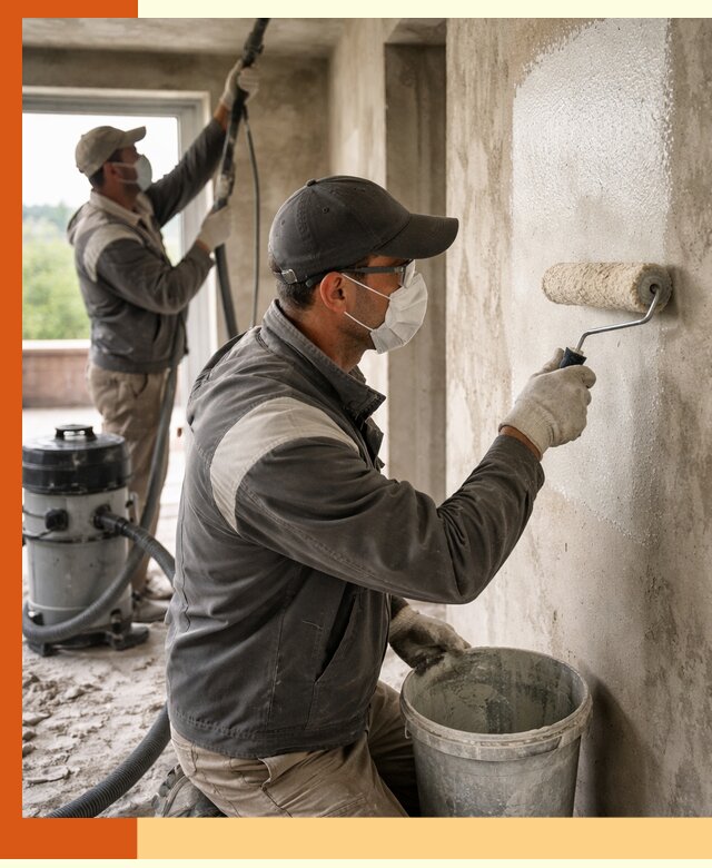 Подготовка поверхности под напыление утеплителя в Крымске